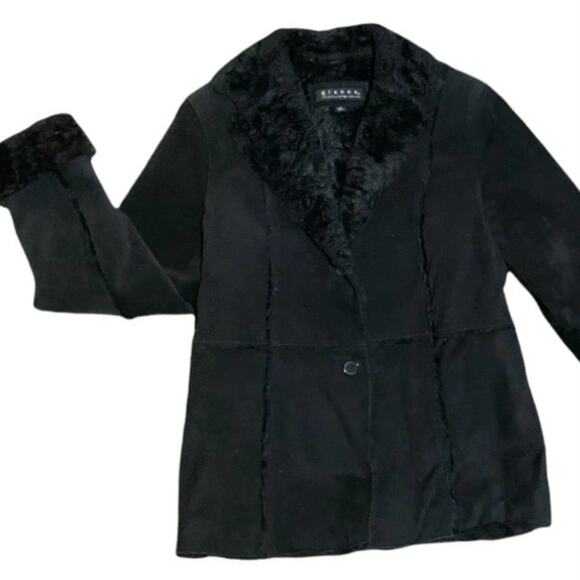 Vintage Giacca Black Leather Suede Jacket Size Medium